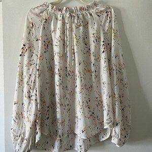 White Speckled Long Sleeve Blouse - Large